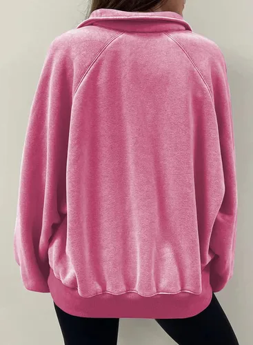 Vista 2 de Dokotoo Sudaderas de gran tamaño con cuello de botón para mujer, manga de farol, holgadas, para mujer