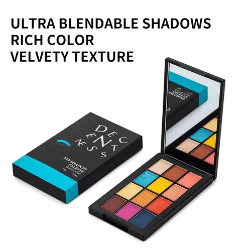 Vista 6 de DECENTNESS Paleta de sombras de ojos de 12 colores, tonos nude mate, pigmento brillante brillante, paleta de maquillaje profesional de larga Club