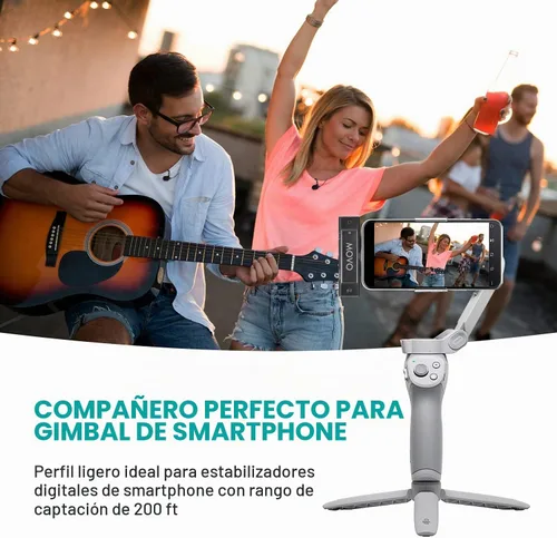 Vista 3 de Movo Edge-DI Lavalier inalámbrico para iPhone, micrófono compacto perfecto para estabilizador de cardán de teléfono inteligente, ideal