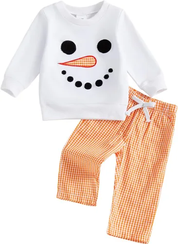 Vista 33 de Conjunto de Navidad para bebé niño con camisa divertida larga y pantalón conjunto de ropa de primera Navidad para niños de 6 a 12, 18, 24 meses 2T