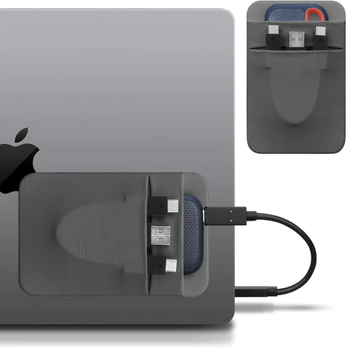 Vista 11 de Lacdo Funda portátil para disco duro externo, funda adhesiva de 2 bolsillos para portátil, compatible con discos duros externos de 2.5" Seagate, WD