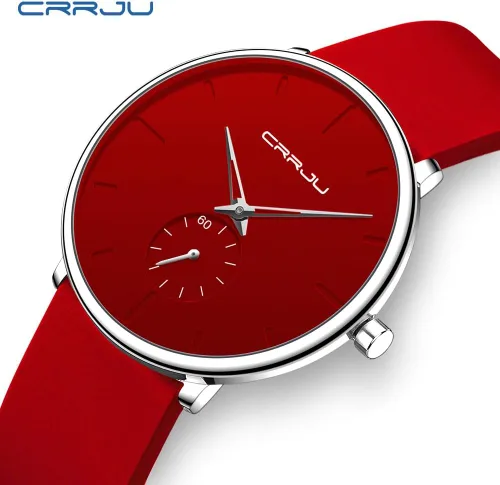 Vista 7 de CRRJU Mens Women Watch Casual Stylish Waterproof Quartz Unisex Wristwatches, Ultra Thin Watches for Men Women, Colorful Silicone Band