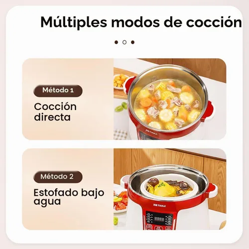 Vista 4 de Olla de guiso eléctrica TIANJI, olla de cerámica para sopa, postres, nido de pájaro, múltiples forros de cerámica, DGD32-32CG