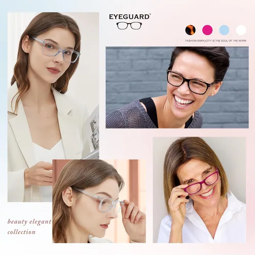 Vista 2 de EYEGUARD Paquete de 4 lentes de lectura con bloqueo de luz azul para mujeres y hombres, bisagra de resorte, lentes de filtro antirreflejos
