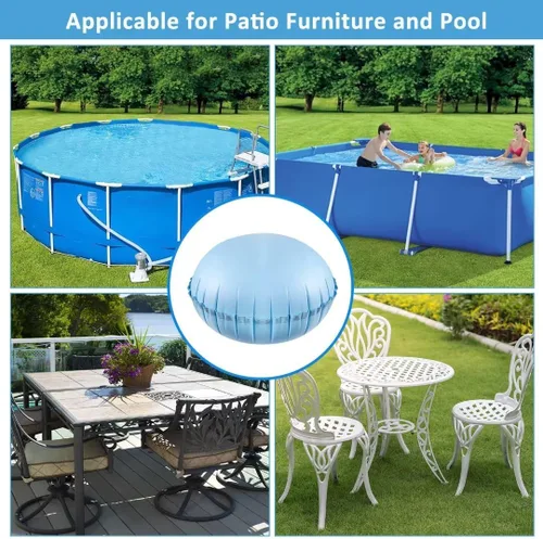 Vista 5 de Almohadas de piscina para piscinas sobre el suelo, 4 pies de diámetro, almohada de aire de piscina resistente de 0.016 in de grosor, kit de invierno