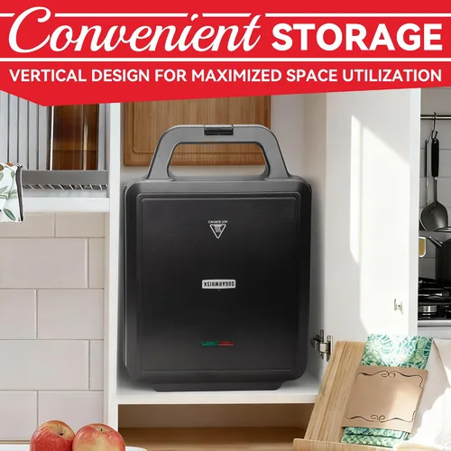 Vista 7 de SugarWhisk Mini Waflera 2 en 1 con Placas Extraíbles, Prensa Panini para Sándwiches, Prensa para Sándwiches, Waflera Eléctrica, Sandwichera