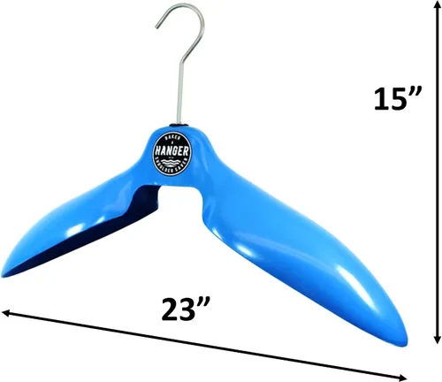Vista 2 de Percha para colgar abrigos de parka «Shoulder Saver», fabricado en Estados Unidos, gancho giratorio de 6 pulgadas (azul)