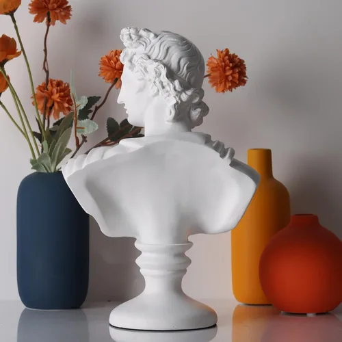 Vista 4 de XMGZQ Estatua griega de David de 11.8 pulgadas, busto romano clásico para Apolo, escultura de mitología griega grande para decoración del hogar