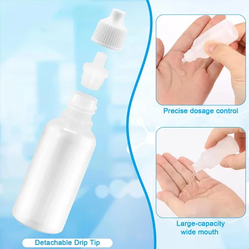 Vista 4 de AHIER Botella cuentagotas de plástico de 15 ml, botella cuentagotas para ojos, botella cuentagotas de plástico vacía y exprimible con tapa (5)