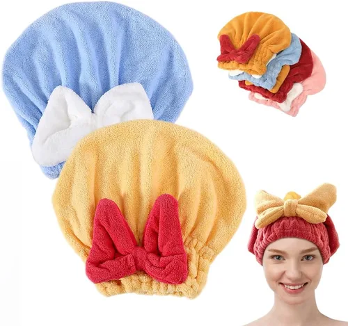 Vista 10 de 2 toallas absorbentes para el cabello húmedo, toalla de microfibra para el cabello para mujer, de secado rápido, toallas gruesas para el cabello