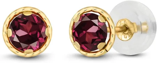 Vista 47 de Gem Stone King Aretes redondos de oro amarillo de 14 quilates con piedra natal Redondos de 0.157 in Aretes de oro para mujeres y hombres