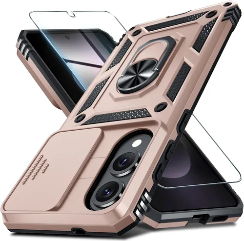 Vista 13 de Janmitta Compatible con Samsung Galaxy S24 FE Funda con Cubierta Deslizante Integrada para Lente de Cámara+Protector de Pantalla+Soporte de Anillo