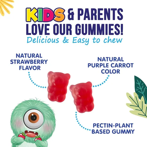 Vista 6 de Gomitas de fibra para niños – Fibra dietética 0.14 oz por porción – Suplemento diario de gomitas de fibra para niños – Gomitas prebióticas