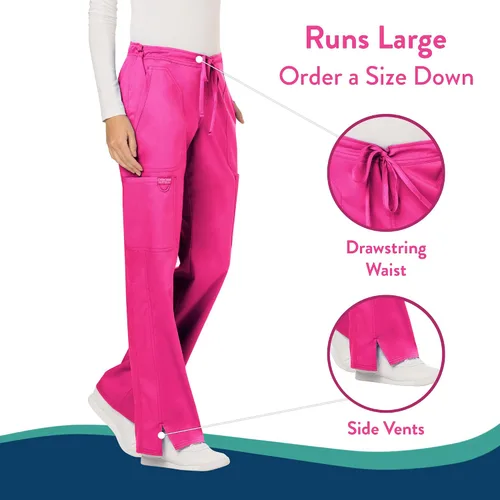 Vista 3 de Cherokee - Pantalones quirúrgicos elásticos Workwear Revolution WW120 para mujer, suaves y con cordón ajustable