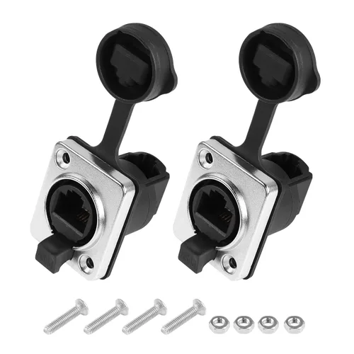 Vista 7 de YACSEJAO Interfaz RJ45, conector de enchufes impermeables, ángulo recto, RJ45, montaje en panel, IP65, impermeable, Cat5/5e/6, 8P8C, Ethernet LAN