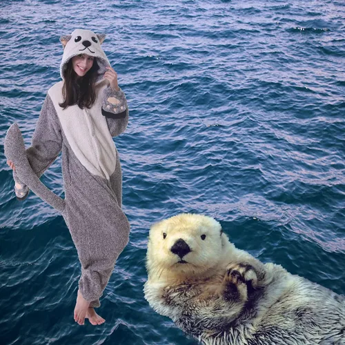 Vista 6 de SimZoo Adult Animal Onesie Pajamas, Men and Women's Animal Cosplay Costume Sleepwear, One-Piece Unisex Homewear