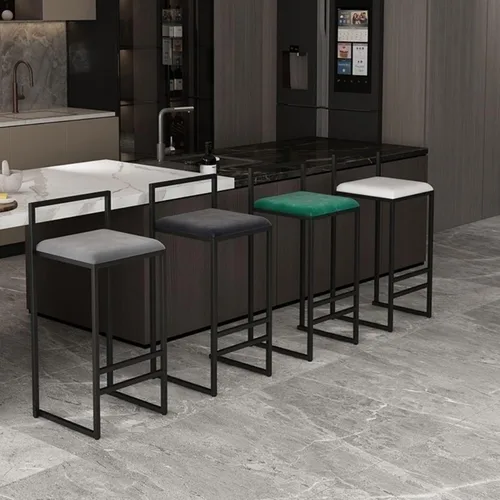 Vista 7 de Juego de 2 taburetes de bar de diseño industrial con estructura y respaldo de acero negro, altura ajustable, para cocina y comedor, elegantes sillas