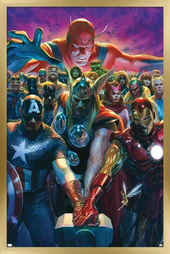 Vista 17 de Trends International - Póster de pared, diseño de los Vengadores de Marvel Comics #10, 14.725" x 22.375", versión enmarcada de Barnwood