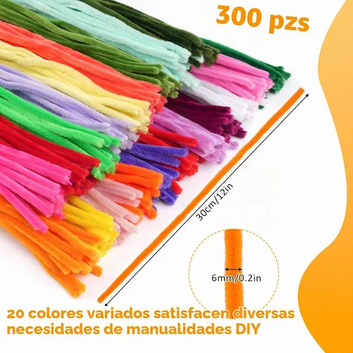 Vista 2 de 300 PCS Pipe Cleaners, Multi-Color Pipe Cleaners Craft, 12 inch x 6 mm