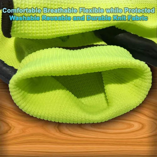 Vista 9 de GLL Guantes de trabajo de seguridad con revestimiento de látex para hombres y mujeres, paquete de 10 pares de agarre firme
