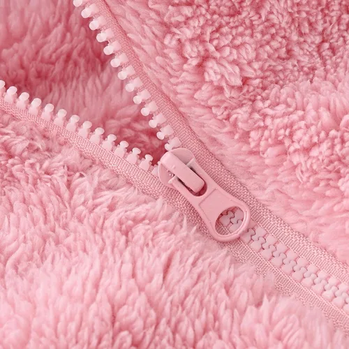 Vista 3 de Cafuvv Cárdigan ligero otoño bebé chalecos de Color sólido abrigo polar de felpa chaqueta cárdigan cálido sin mangas niños, Uc1-rosa, Mochilas Sling