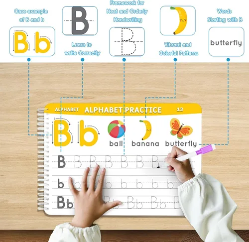 Vista 2 de Libro de trabajo educativo de actividades de aprendizaje preescolar: libros de trazado de escritura a mano preescolar Materiales de aprendizaje