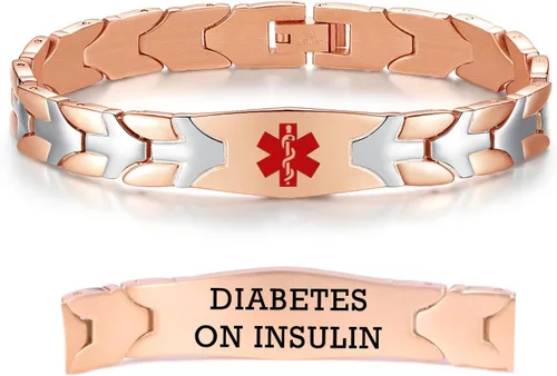 Vista 82 de LinnaLove Pulseras de alerta médica de pez volador para hombres y mujeres, pulseras médicas de acero inoxidable con grabado gratis, 8.5 pulgadas