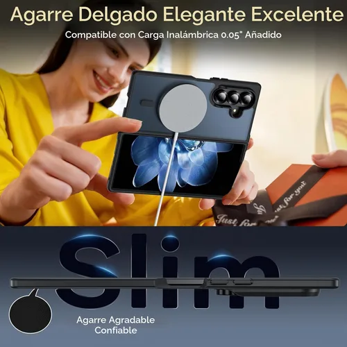 Vista 8 de Hensinple Funda Magnética para Samsung Galaxy Z Fold 6, Funda Z Fold6 [Compatible con MagSafe][Ajuste Delgado], Carga Magnética Translúcida Mate