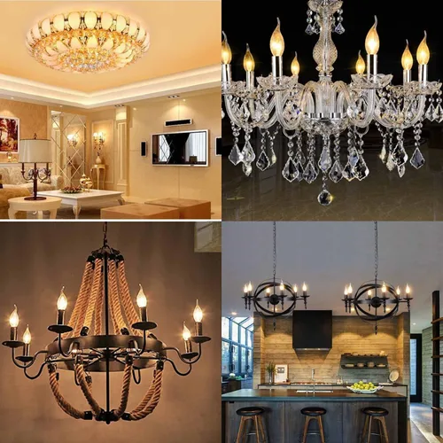 Vista 7 de EAGWELL Bombilla LED con base de candelabro, bombilla LED E12, punta de llama, bombillas de filamento regulable, 4 W = 40 W, 2700 K blanco cálido
