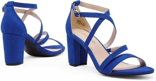 Vista 2 de DREAM PAIRS Sandalias de tacón bajo grueso con correa de tobillo para mujer