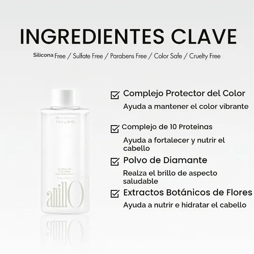 Vista 3 de ANILLO Gardenia Veil Color Shield Ampoule Treatment – Mascarilla para el cabello con aumento de brillo para cabello teñido – Complejo de proteína