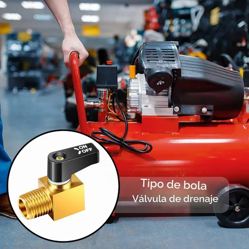 Vista 8 de Válvula de compresor de aire Tondiamo, válvula de drenaje de tanque de aire de bola de metal mini tipo de latón, 1/4 pulgada NPT macho x NPT hembra