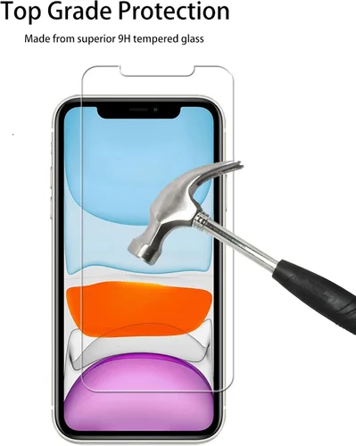 Vista 5 de Marco de fácil alineación diseñado para iPhone11 / iPhoneXR Película protectora de pantalla de vidrio templado, paquete de 2