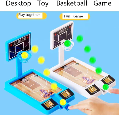 Vista 5 de Paquete de 2 juguetes de baloncesto, juego de tiro de baloncesto de mesa para niños y adultos, juegos de escritorio para la oficina para adultos