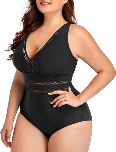 Vista 3 de Daci - Traje de baño sexy para mujer de una sola pieza talla extra grande con cuello en V sin espalda