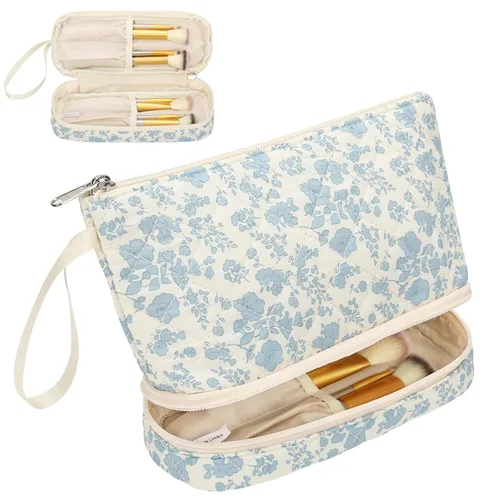 Vista 15 de Ethereal Bolsa de maquillaje de viaje, bolsa de cosméticos transparente, organizador de maquillaje, bolsa de aseo aprobada por la TSA, bolsa