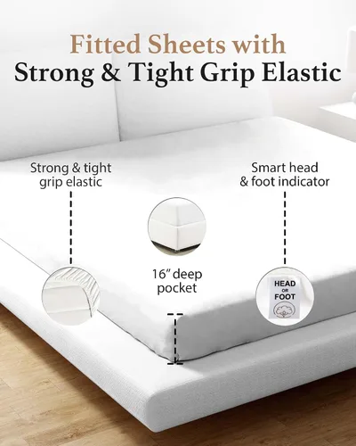 Vista 4 de Good Sleep Bedding Sábanas ajustables Twin XL - Sábanas Twin XL extra largas de 800 TC para dormitorio, sábana ajustada 100% algodón egipcio Twin