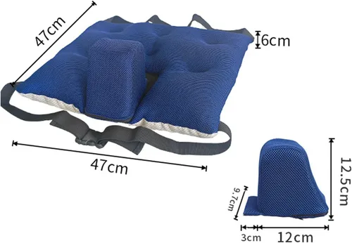 Vista 7 de Cojín de cuña con pomo para silla de ruedas, cojín transpirable para silla de ruedas con correas de asiento ajustables, almohadilla de asiento