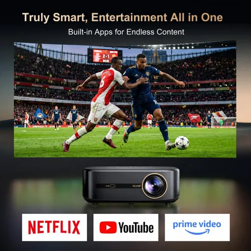 Vista 3 de [Usado] Alvar Smart NetfIix proyector 4K compatible, 2500 ANSI, 50W DoIby Audio Built-in Apps, DoIby Audio & dbx-tv Total Sonics, HDR10, Auto