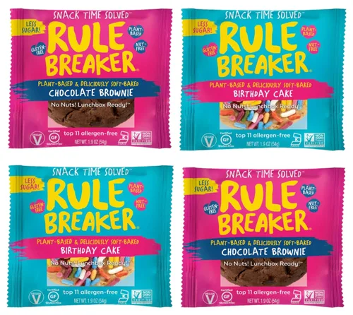 Vista 12 de Rule Breaker - Galletas veganas, sin gluten, sin nueces, hipoalergénicas, Kosher, envueltas individualmente, 1.9 oz, aperitivos