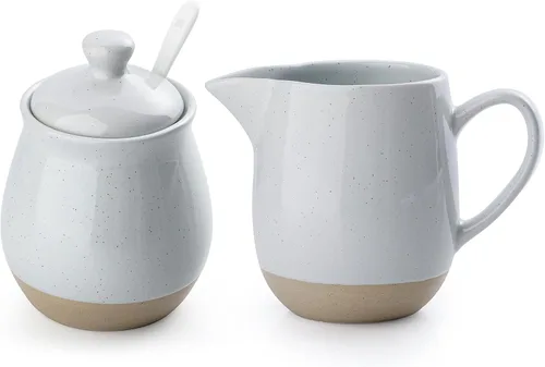 Vista 18 de famiware Milkyway Cremera de 13 onzas con asa, jarra de cerámica para café/leche/salsa/servir/ensalada, dispensador de gres para jarabe de arce