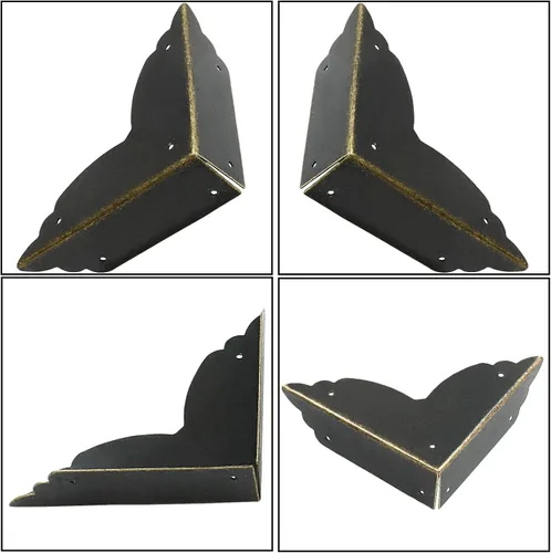 Vista 4 de 8 protectores de esquina de metal negro, protectores de esquina de caja de 2.76 x 2.76 pulgadas, protectores decorativos de esquina de metal