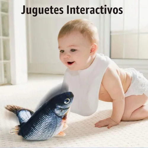 Vista 6 de QIAONIUNIU Juguetes de peluche interactivos de peces móviles eléctricos