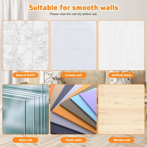 Vista 4 de VOSAREA Anclajes adhesivos para muebles, sin perforación, anclajes de pared para muebles, ganchos adhesivos para prevención de caídas, anti punta