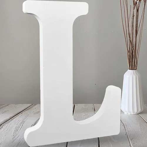 Vista 21 de AOCEAN Letras de madera grandes blancas de 12 pulgadas, letras de madera sin terminar para decoración de pared, letras decorativas de pie