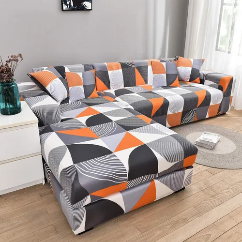 Vista 6 de OKYUK Fundas para sofá, 1 funda de sofá para sofá de 3 cojines, funda elástica para sofá con 1 funda de almohada, funda de sofá estampada con parte