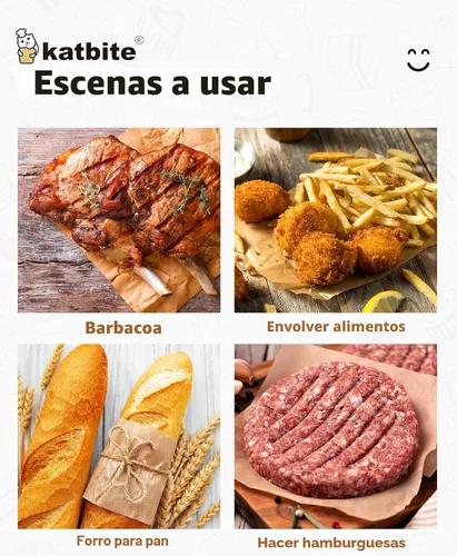 Vista 4 de Katbite 300 piezas de papel de hamburguesa de 6 x 6 pulgadas, papel de hamburguesa, hojas de pergamino sin blanquear, resistentes y antiadherentes