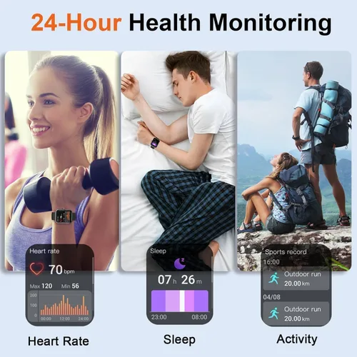 Vista 3 de Reloj inteligente para hombres y mujeres (respuesta/hacer llamadas), nuevo reloj inteligente HD de 1.96 pulgadas, rastreador de actividad física