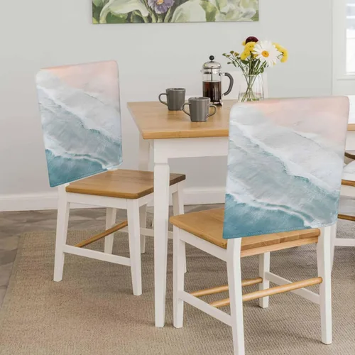 Vista 2 de Fundas para sillas de playa de verano, 4 piezas, fundas protectoras extraíbles para sillas de comedor, fundas protectoras extraíbles para sillas