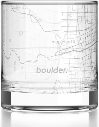 Vista 54 de Well Told Vaso de rocas grabado con mapa de Akron, Ohio, cristalería estilo antiguo (325ml, transparente) Vaso de bourbon grabado, regalos